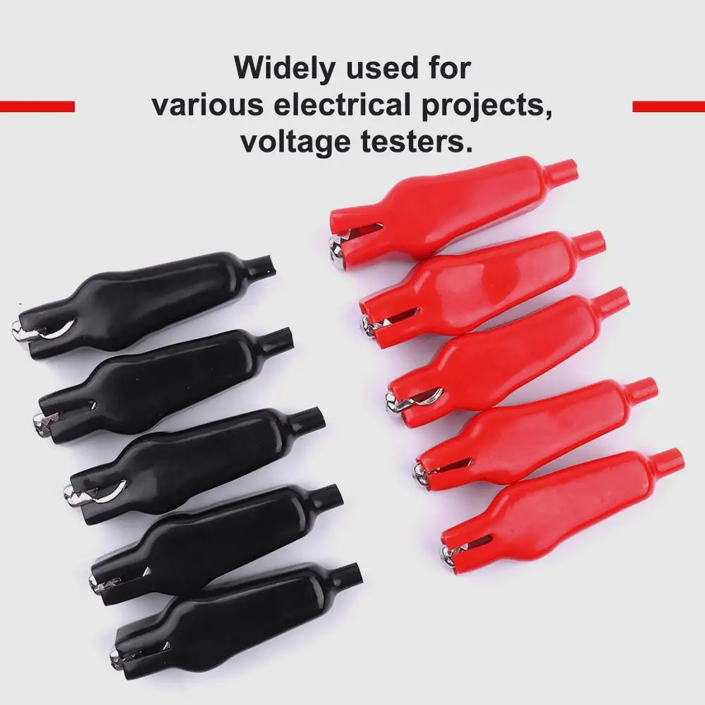 5 Pairs Black and Red MAX 20A Testing Probe Alligator Clips Double Ended insulated PVC Crocodile Clip for Electrical Jumper Wire