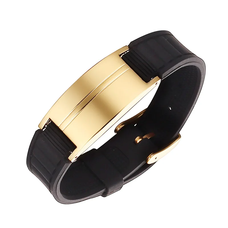 OKTRENDY Magnetic Bracelet For Men Black Silicone Custom Heavy Bangle Gents Wristband Valentines Day Gift for Him