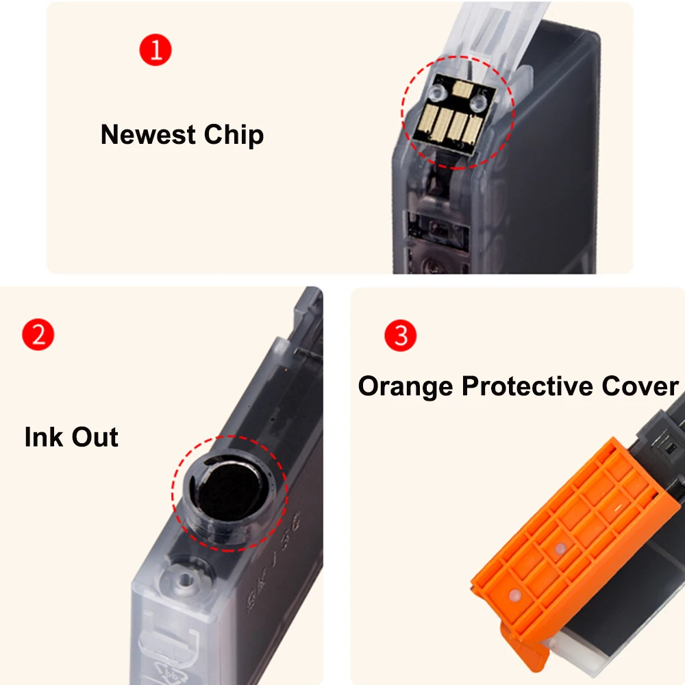 YC Compatible for Canon CLI-521 PGI-520 XL Ink Cartridges PIXMA iP 3600 iP 4600 iP 4700 MP 540 MP 560 MP 630 MP 640 MP980 MX860