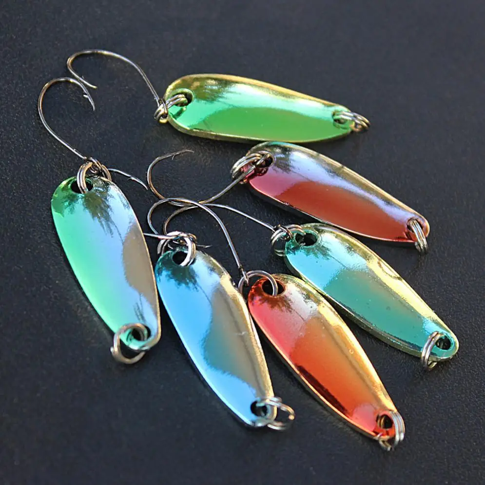 6pcs/lot 3g Artificial  Metal Fishing Baits Iron Hard Spoon Sequins Fishing Lures with Single Hook