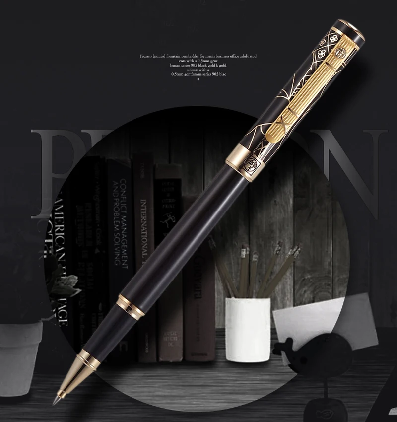 With Gift Box Picasso 902 Black-Gold Cap Pimio Gentleman Roller Ball Pen Office & School Writing Gift Pen