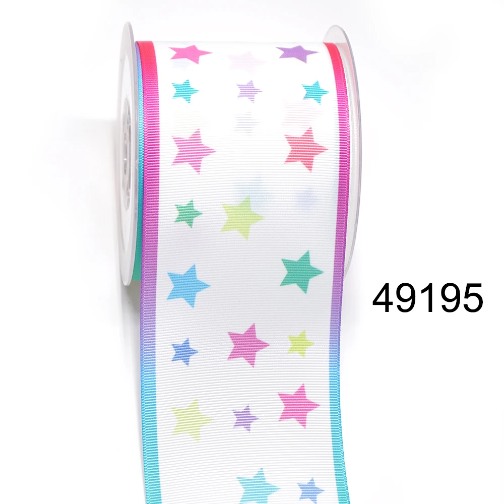 DIY Cartoon Dots And Stars Gradient Color Printed Grosgrain Ribbon For Craft Supplies Sewing Accessories 5 Yards. 43564