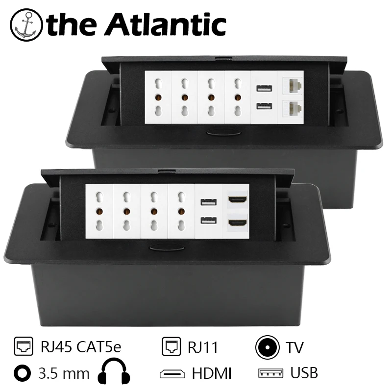 

Настольная розетка, Италия, Чили, выдвижная розетка для стола, встраиваемая Сетевая розетка с USB, RJ45, ТВ, HDMI, столешница