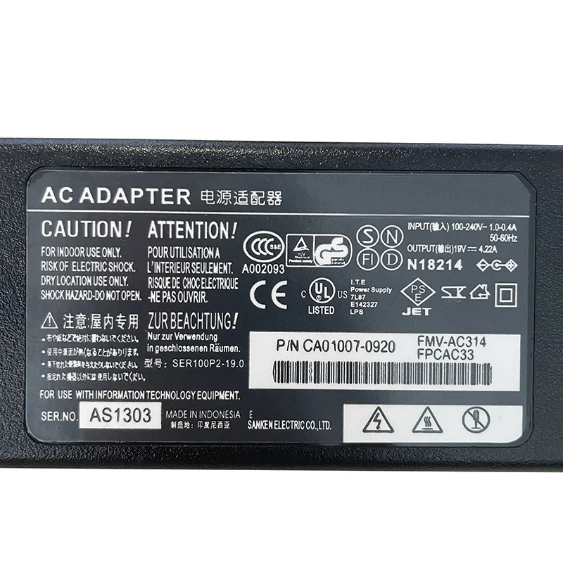 19V 4.22A 80W 5.5*2.5mm Ordinateur Portable Chargeur Pour Fujitsu Adaptateur pour Ordinateur Portable ADP-80N AH531 AH550 B6220 AH532 AH530 AH522