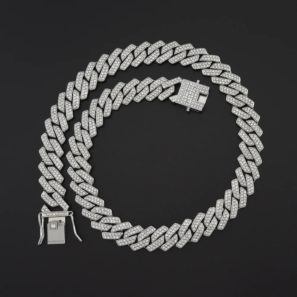 Anztilam Keep-Color Iced Out Cuban Link Chain Necklaces For Men Women Alloy Long Miami Chain Hip Hop Jewelry Drop Shipping