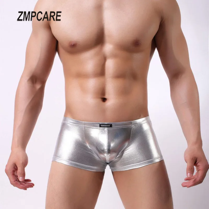 Boxer en cuir pour hommes, caleçons sexy, U convexe, taille basse, zones masculines, culottes pour hommes, caleçons