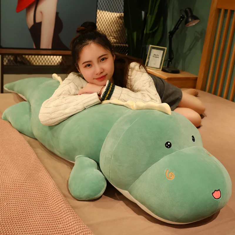 60-120CM Stuffed Fluffy Cartoon Dinosaur Doll Girlfriend Sleeping Pillow Giant Cute Crocodile Plush Toy Baby Kids Birthday Gift