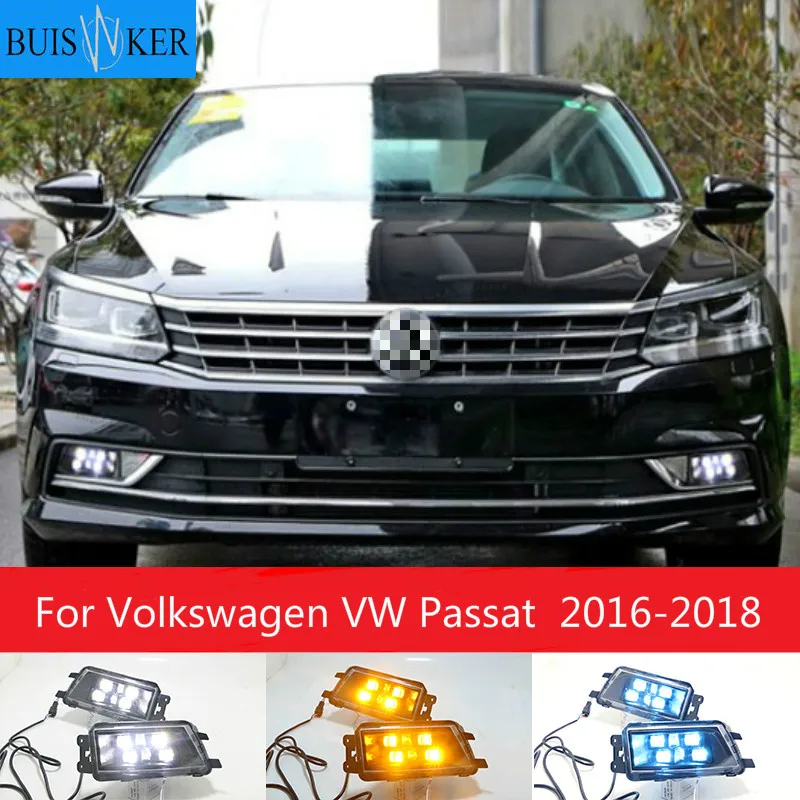 

2Pcs Car LED DRL Daytime Running Light For Volkswagen VW Passat 2016-2018 Fog Lamp