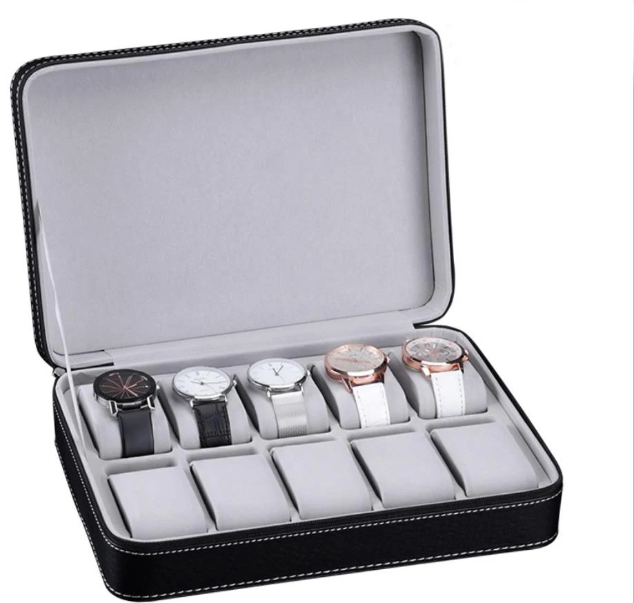 6/10/12 Slot Watch Box Portable Travel Zipper Case Collector Storage Jewelry Storage Box