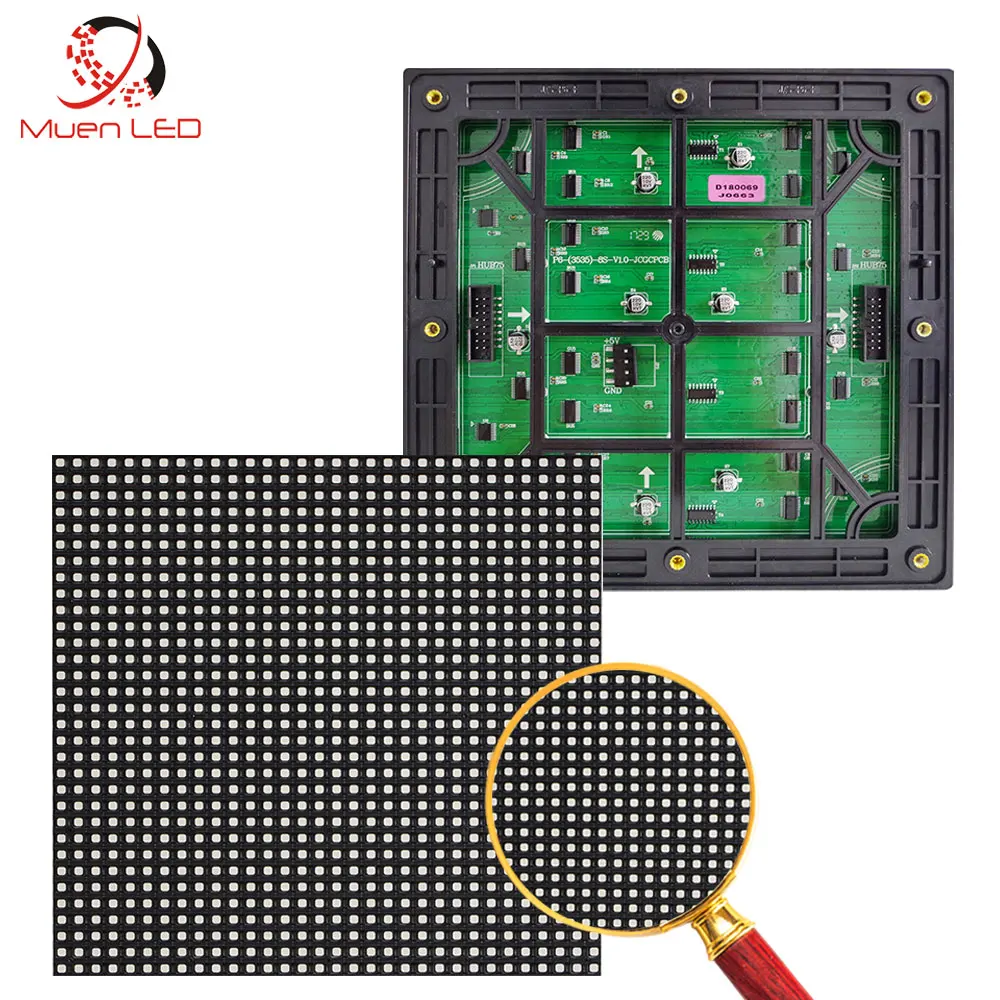 

Muen high quality P6 outdoor SMD3535 SMD2727 LED Display Module price 1 / 8 Scan 192x192mm