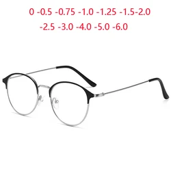 0 -0.5 -1.0 To -4.0 Metal Women Men Round Myopia Glasses Finished Vintage Student Prescription Glasses For The Nearsighted