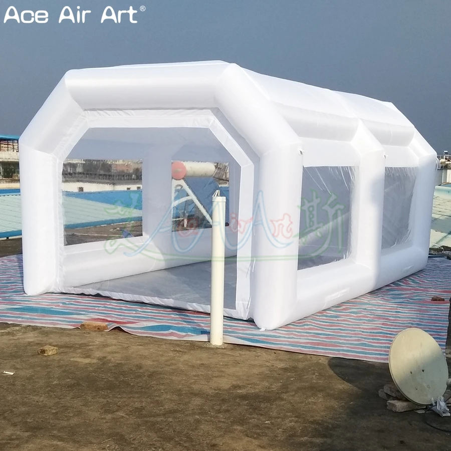 Bueatiful White Arch Tunnel Inflatable Spray Painting Booth / Portable Paint  Car Tent With Filter Mesh For Auto repair shop