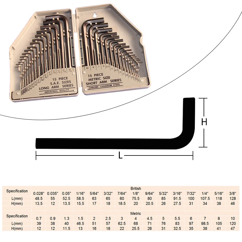 30Pcs Wrench Set Hex Key Allen Wrench 0.028\