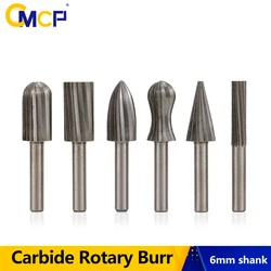 CMCP HSS Aço Rotary Burr, 6mm Shank Rasp, Arquivo De Madeira, Gravura De Metal, Moagem Bit