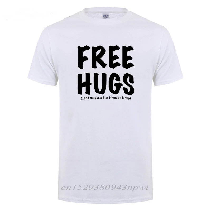 Free Hugs Printing T Shirt For Men Male Summer Tops Tee O Neck Short Sleeve Fashion Cotton T-Shirt Tshirt Man Brand Clothing