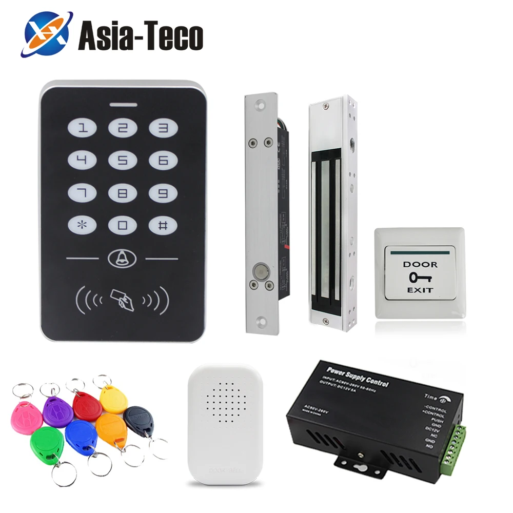 Kit de sistema de Control de acceso de puerta con teclas, teclado, fuente de alimentación, cerradura electrónica, teclado de Control de acceso RFID de 180KG