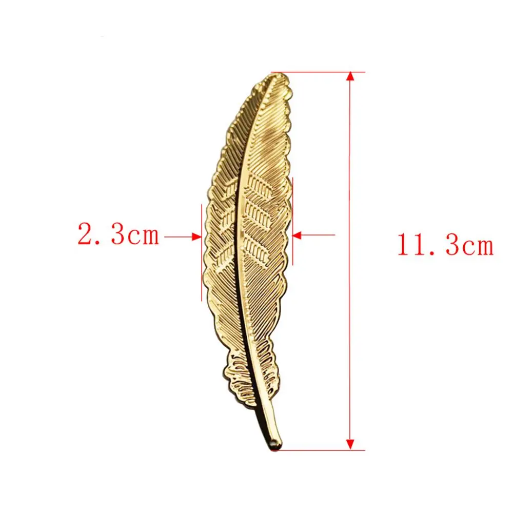 Handmade Leaf shape Gold Silver Plated Book darts Students Stationery Metal Feather Bookmark