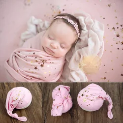 Accessoires de photographie enveloppés d'étoiles pour nouveau-nés, arrière-plan en tissu pour chapeau de bébé pour photo