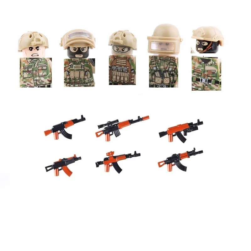 Russian Alpha Modern Special Force City Military Soldier Figures SWAT gun Building Blocks MIni Military Weapons Parts Brick Toys