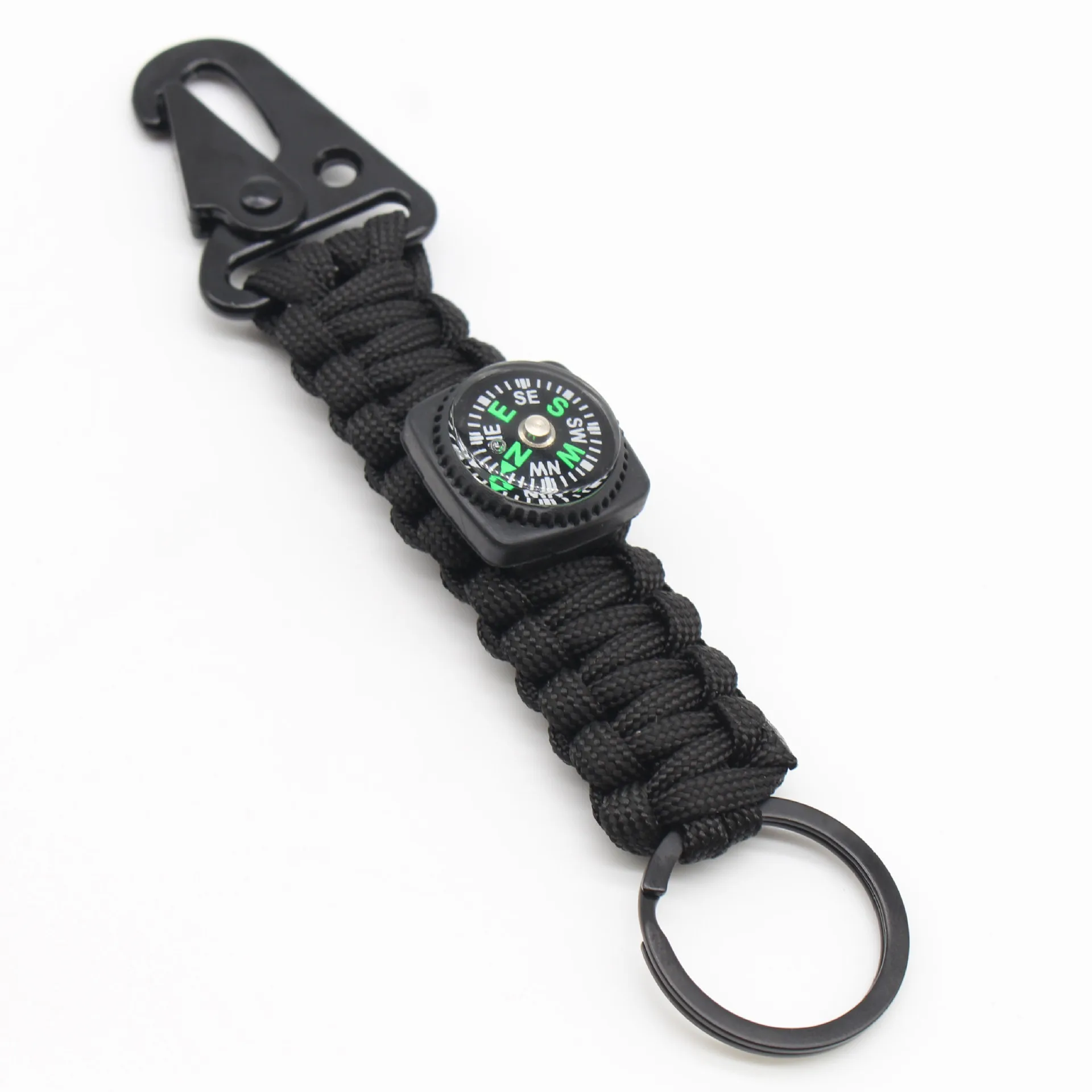 JKJ 5pcs Outdoor Woven Multi-functional seven core umbrella rope eagle mouth climbing buckle compass key chain survival