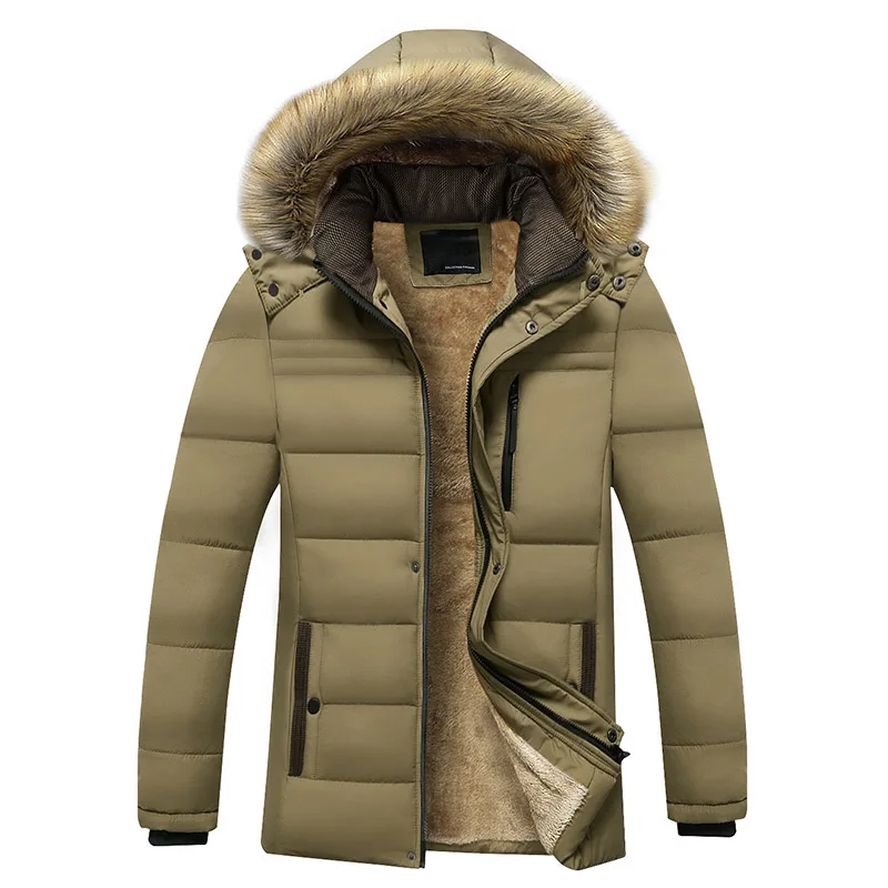 Parka imperméable à capuche avec col en fourrure pour hommes, veste chaude, manteau décontracté, optique, sourire, mode, automne, hiver, nouveau, 2024