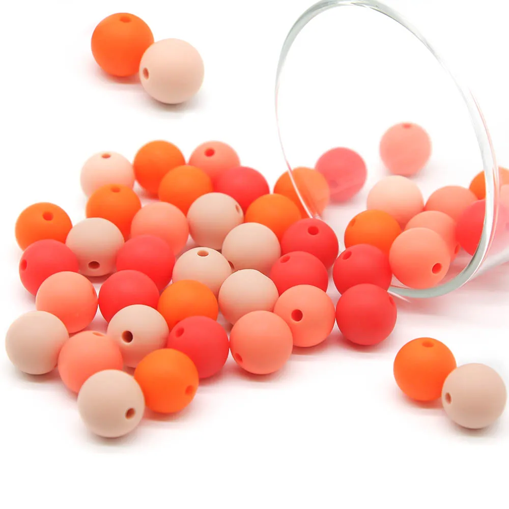 Cute-idea Silicone Beads Round Beads 12mm 10pcs Food Grade Silicone Teether DIY Pacifier Clips Beads Necklace Baby Teethers