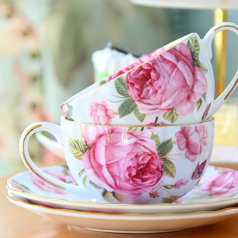 Imagem -04 - Conjunto de Chá Online com Porcelana Óssea Conjunto de Chá Europeu Copo de Café Britânico Presente de Casamento para Família