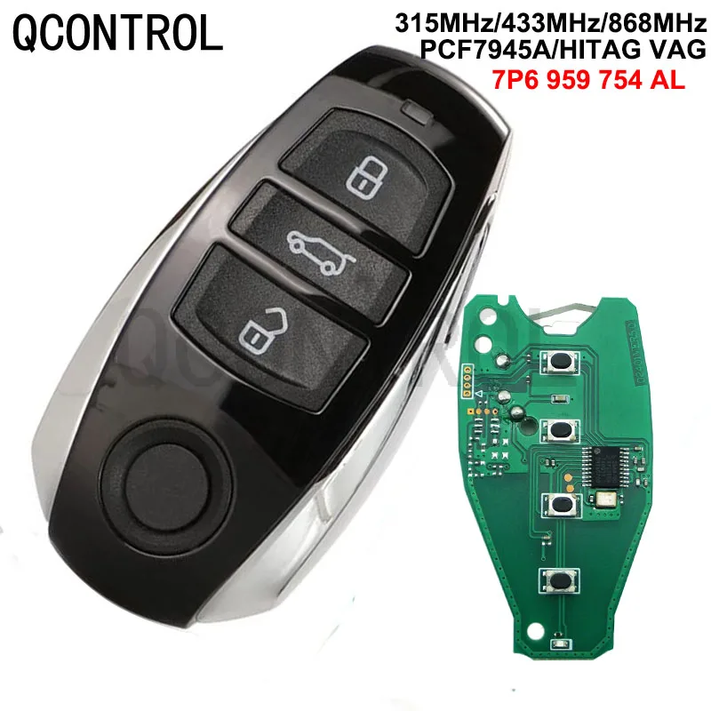 

QCONTROL Smart remote Key For Volkswagen Touareg 2011 2012 2013 2014 PCF7945 Chip with emergency key 7P6959754AL 315/433/868MHz