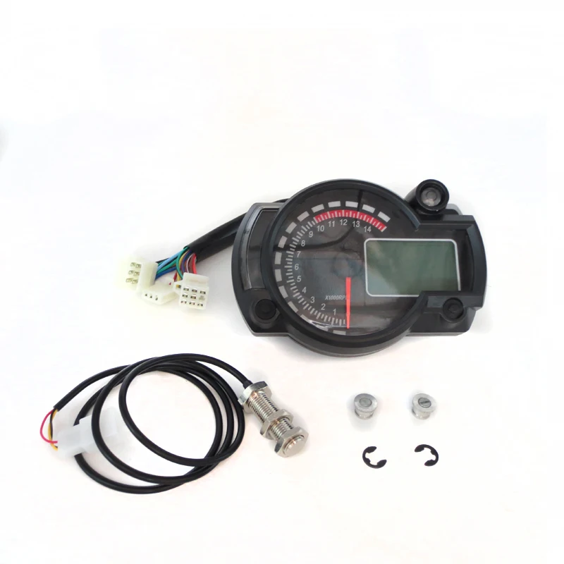 7 Colors Motorcycle Speedometer Instrument LCD Digital Tachometer Gauge Odometer with Fault Warning Light for RX2N 4 cylinders