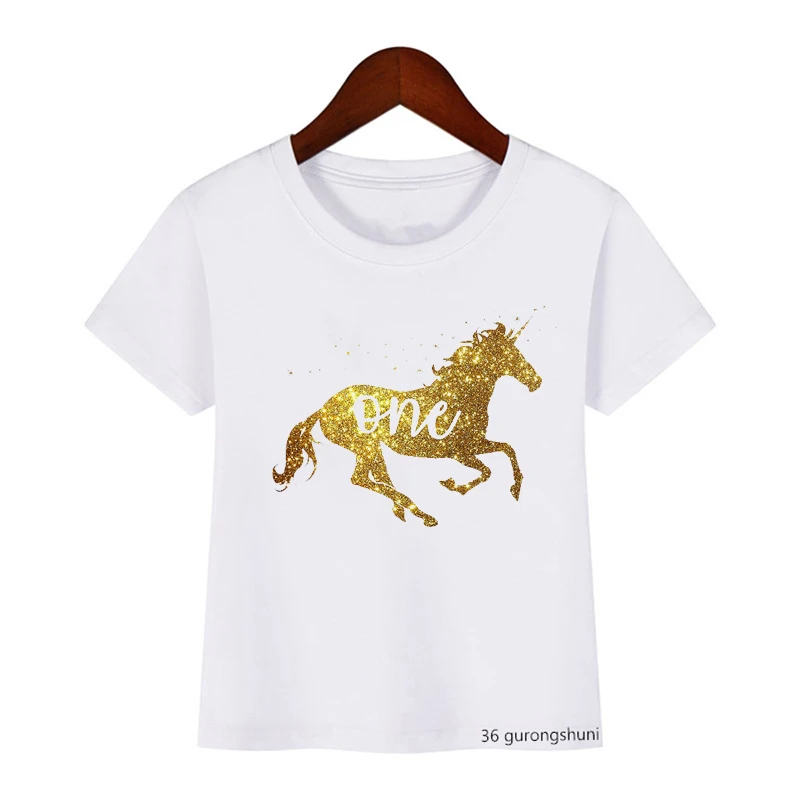 Camisetas con estampado de dibujos animados de unicornio para niños y niñas, ropa de verano, camisetas divertidas, ropa para niños, Tops, novedad