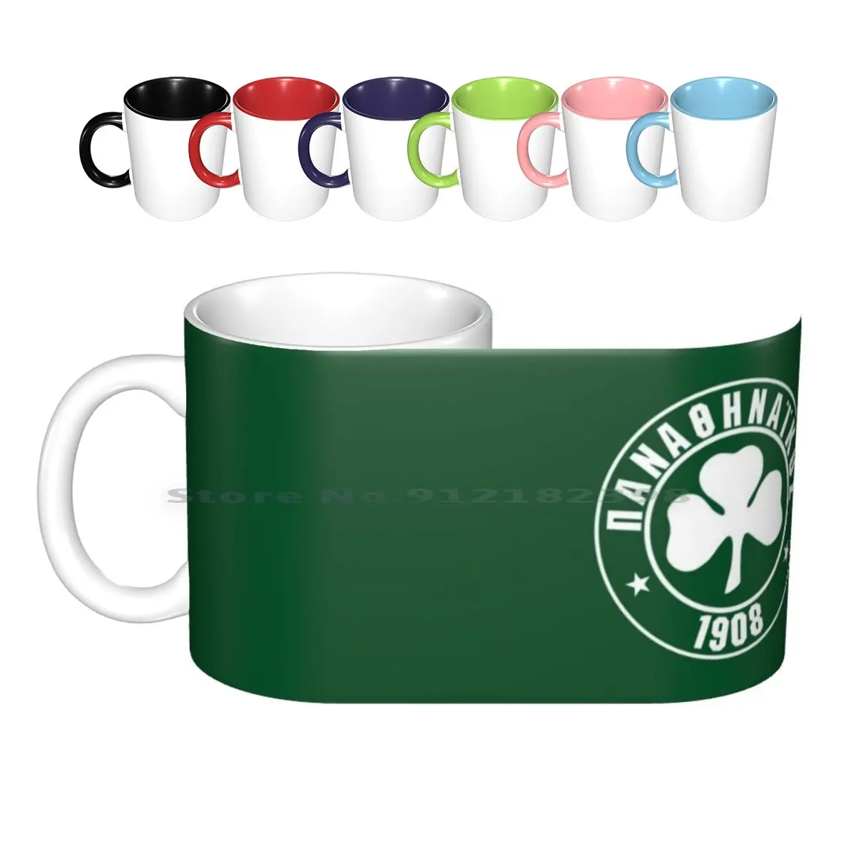 Panathinaikos Ceramic Mugs Coffee Cups Milk Tea Mug Panathinaikos Football Club Soccer Crest Emblem Logo Team 1908 Greece