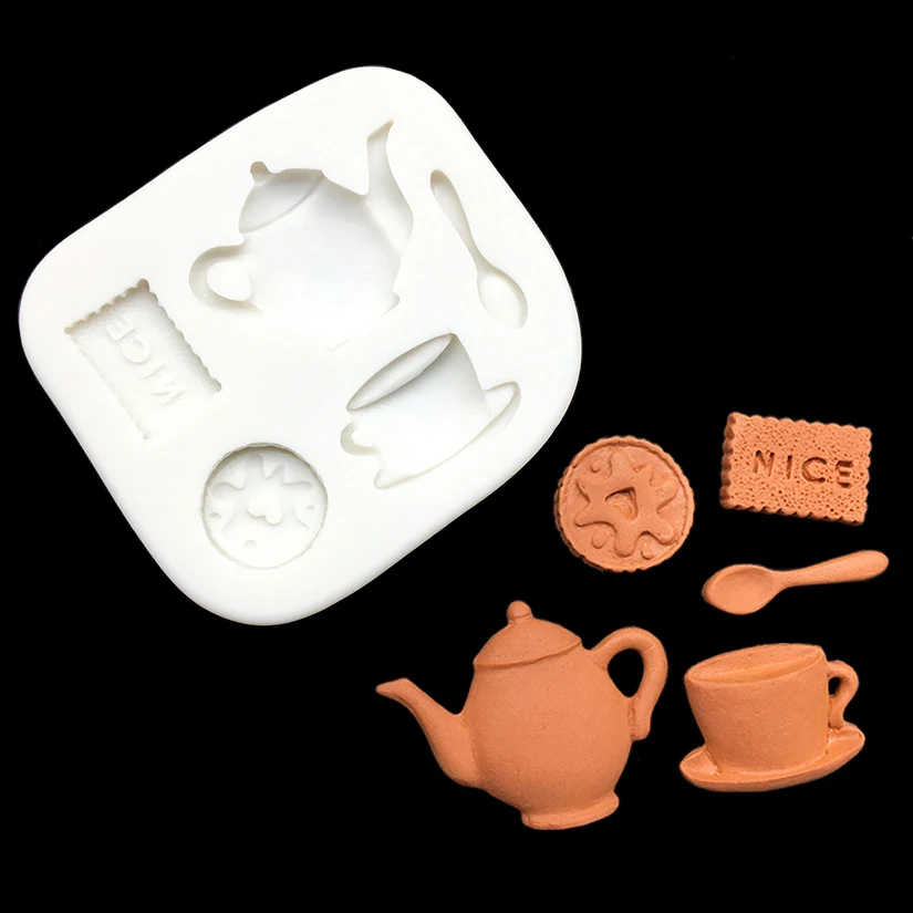 Biscuits Coffee Teapot Silicone Mold Sugarcraft Chocolate Cupcake Fondant Cake Decorating Tools