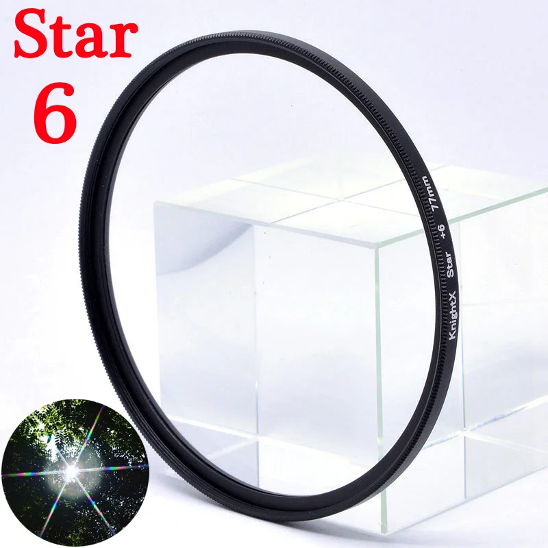 KnightX Star Line Star Filter 4 6 8 Piont Filtro Camera Filters 49 52 55 58 62 67 72 77mm For Canon Nikon Sony DSLR Camera