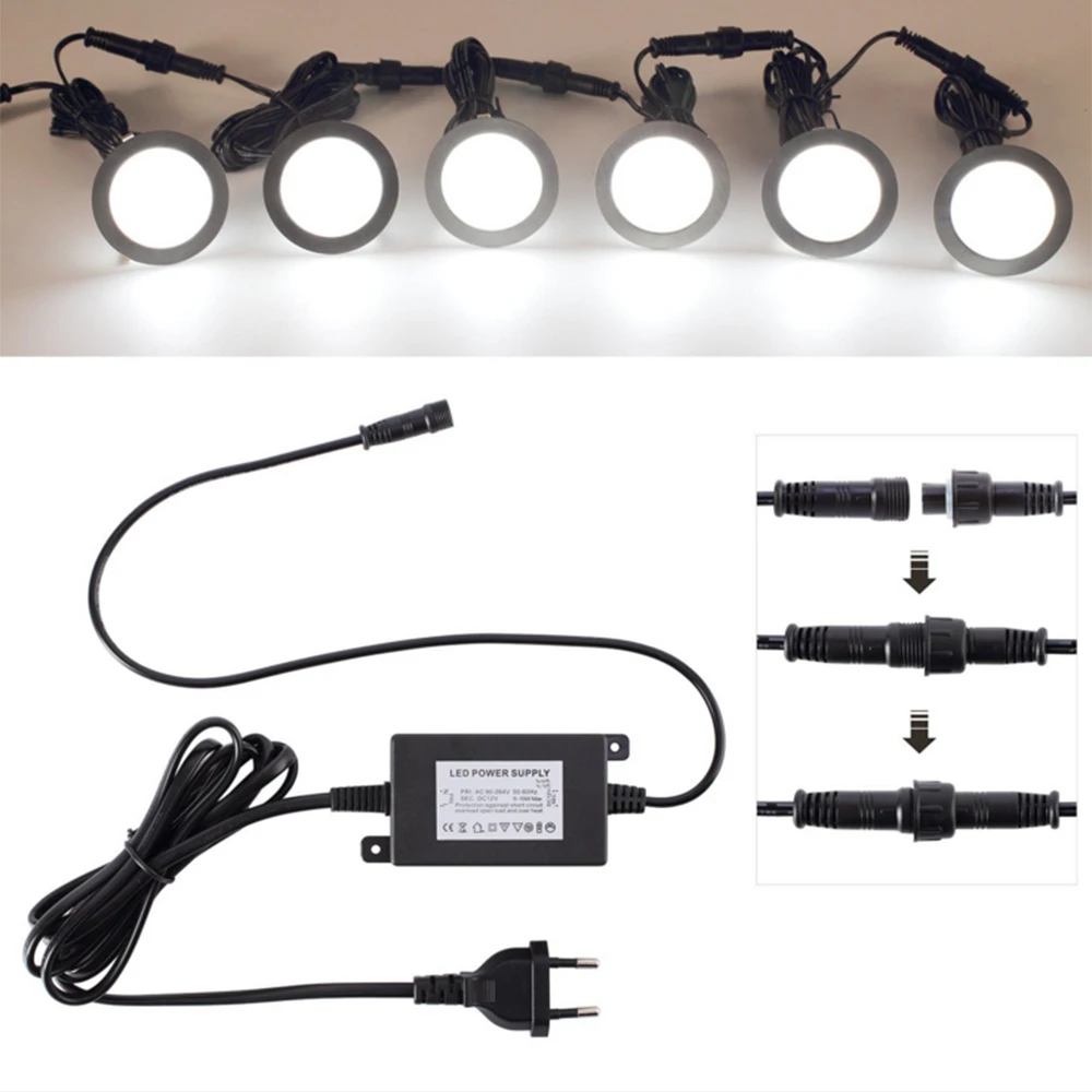 LED 데크 조명, 조도 조절 가능, DC 12V 지하 램프, EU, UK, US, AU 매립형 LED 데크 조명, 방수 IP67 계단 정원 조명