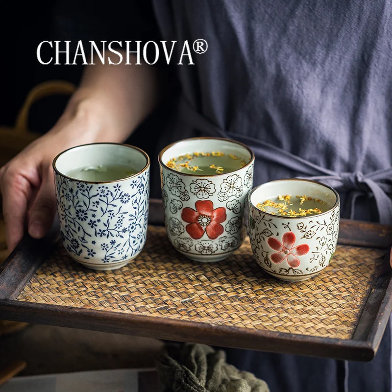 CHANSHOVA-Chinese Porcelain Tea Cups, Traditional Chinese Style, Handpainted Ceramic Teacup, Small and Large, 120ml, 200ml, H315