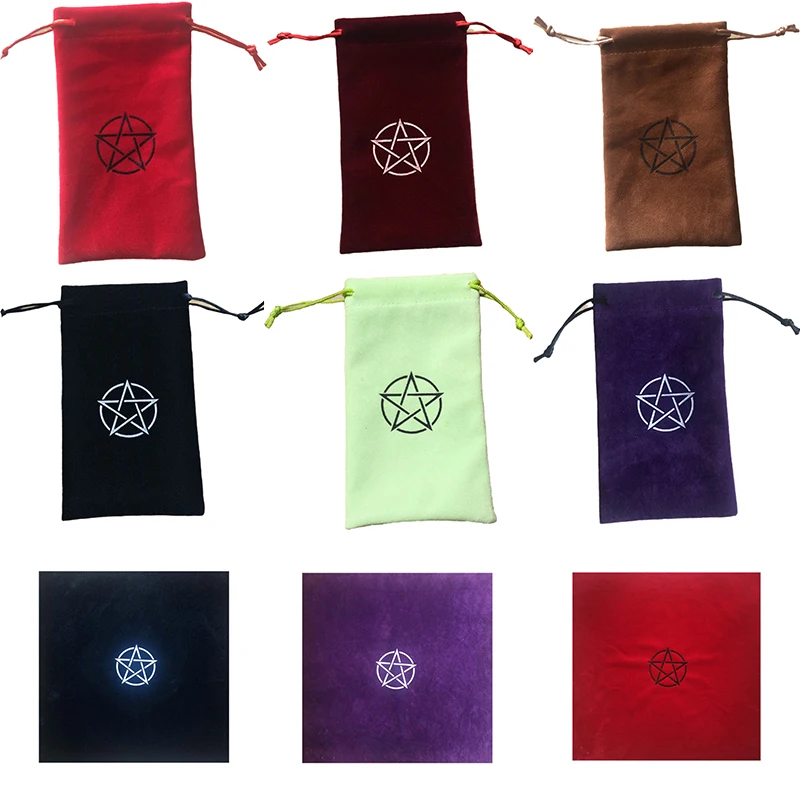 

1pc Velvet Pentagram Tarot Storage Bag Board Game Card Embroidery Drawstring Package Tarot tablecloth P002