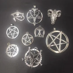 1 Pack Retro Satanism Five-Pointed Star， Sheep Skull， Eye of Horus， Intersex Pendant DIY Charms Necklace Bracelet Jewelry Making