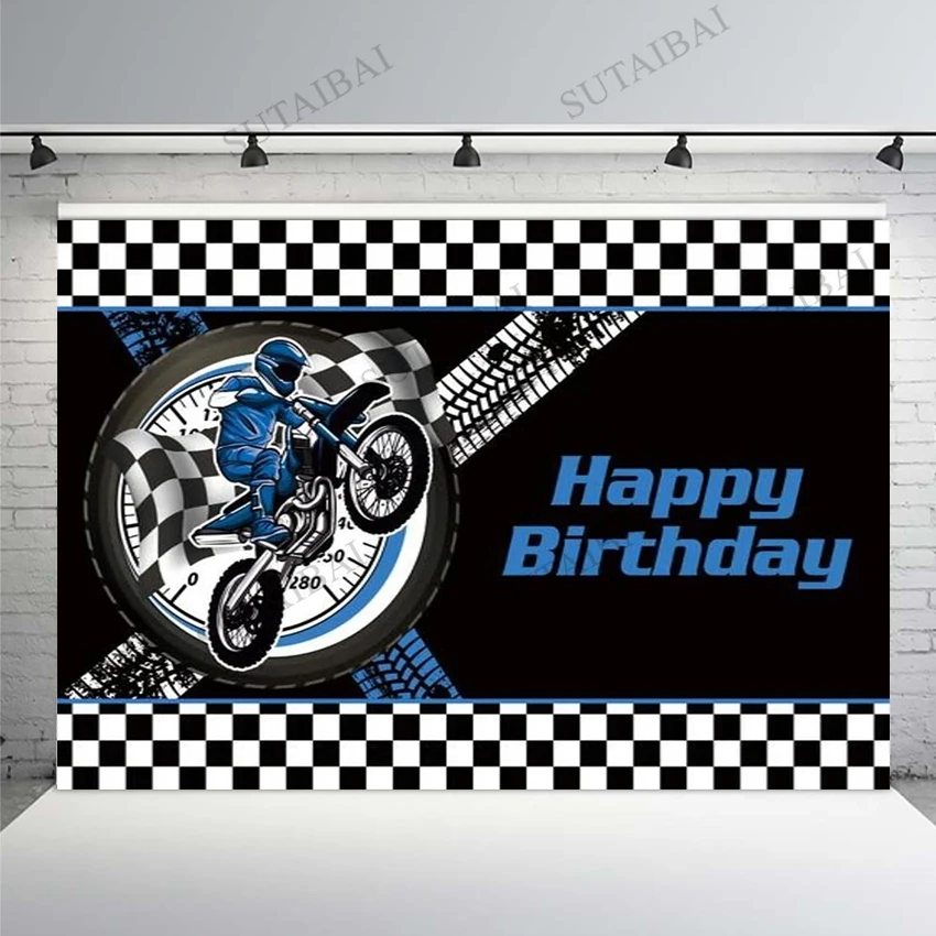 Motorcycle Race Car Theme Photo Background Happy Birthday Backdrop Boy Party Decor Wallpaper Baby Shower Photocall Studio Banner