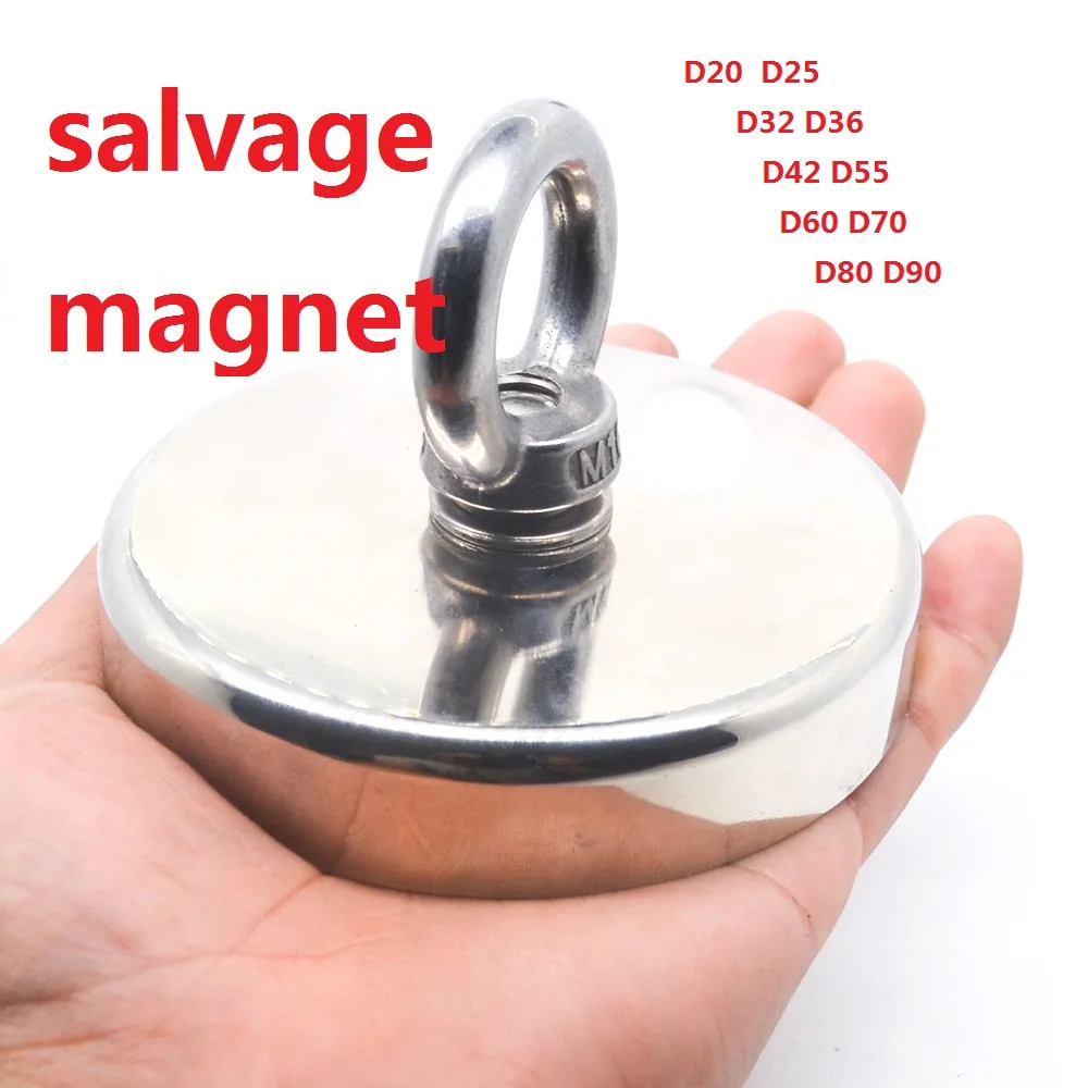 D20 - D90 Search Magnet Strong Neodymium Magnets Fishing Magnetic Rings Super Powerful Salvage Magnets D32 36 42 48  60 75 90