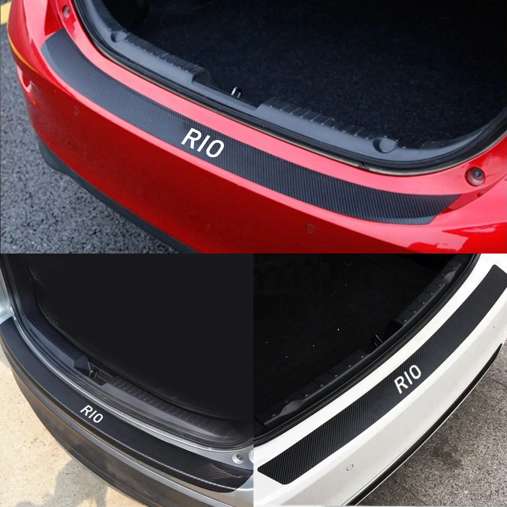 For Kia Rio 3 4 K2 K3 X-Line Trunk Guard Plate Stickers Auto Scratch Protector Decals Carbon Fiber Car Tuning Accessories