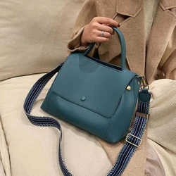 Fashion PU Leather women handbag High capacity 2024 winter Solid Color female Shoulder Crossbody Bag Travel Lady totes blue