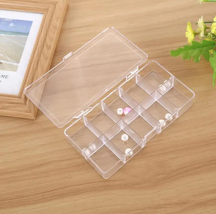 10 Grids Clear Acrylic Empty Storage Box Beads Jewelry Decoration Nail Art Display Container Case SN2974