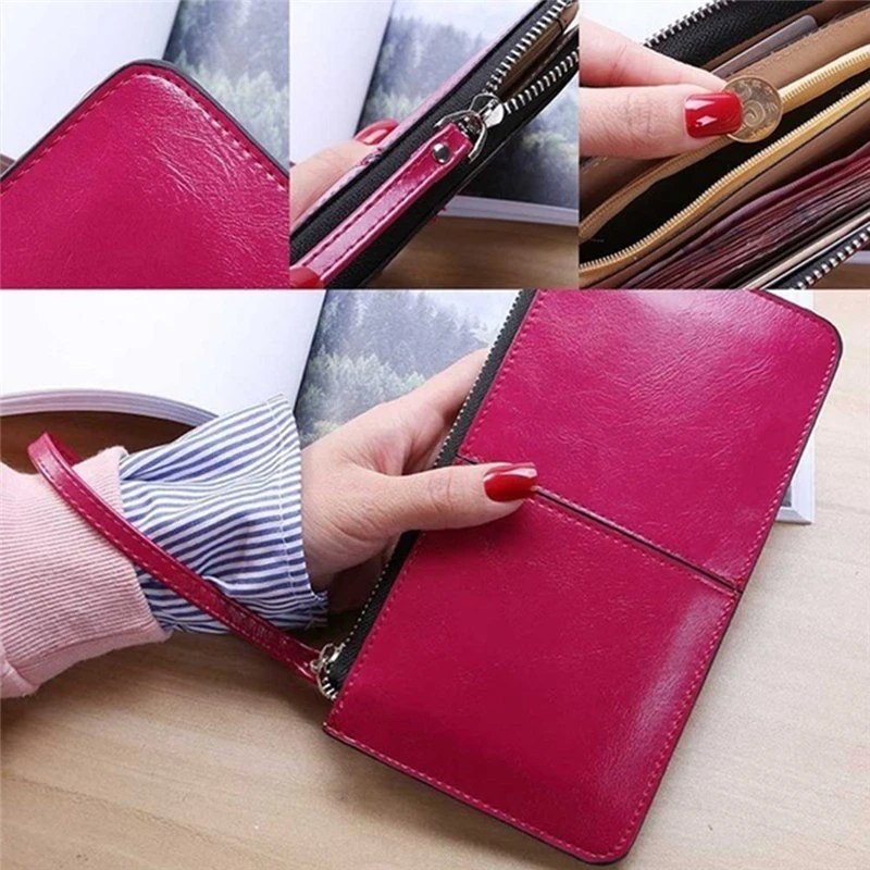 

New Fashion Women Office Lady PU Leather Long Purse Clutch Zipper Business Wallet Bag Card Holder Big Capacity Wallet