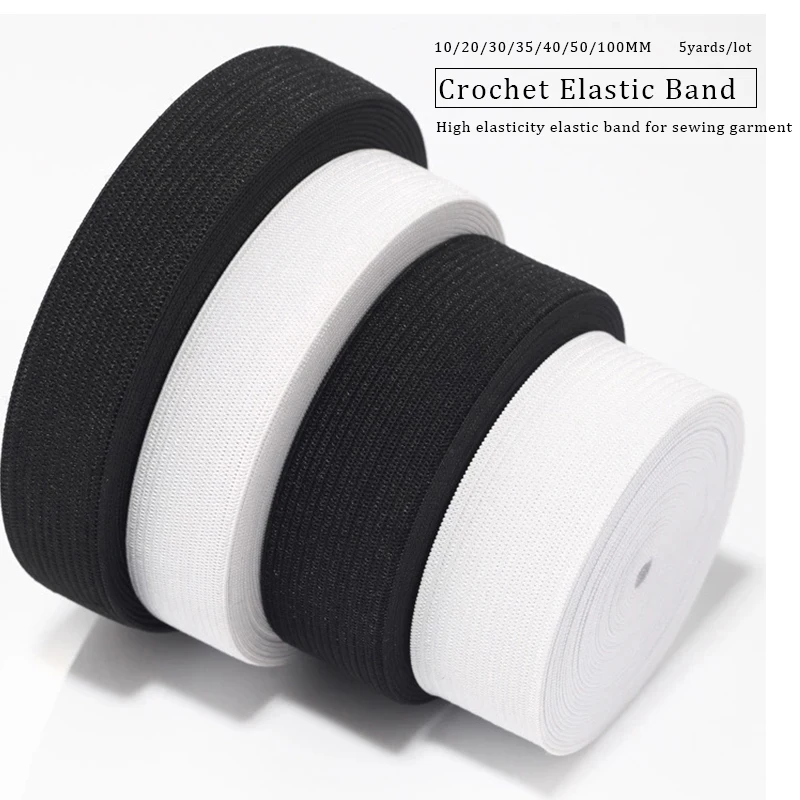 2-10meters White Black Nylon Elastic Bands High Elastic Flat Rubber Band For Sewing Garment Trousers Shorts Skirt Accessories