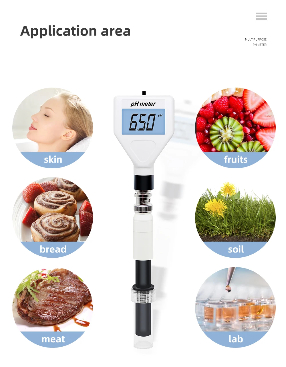 

Skin PH Meter Acidimeter Tester Replaceable Probe LCD Backlight for Fruit Meat Cream Lotion Cosmetics