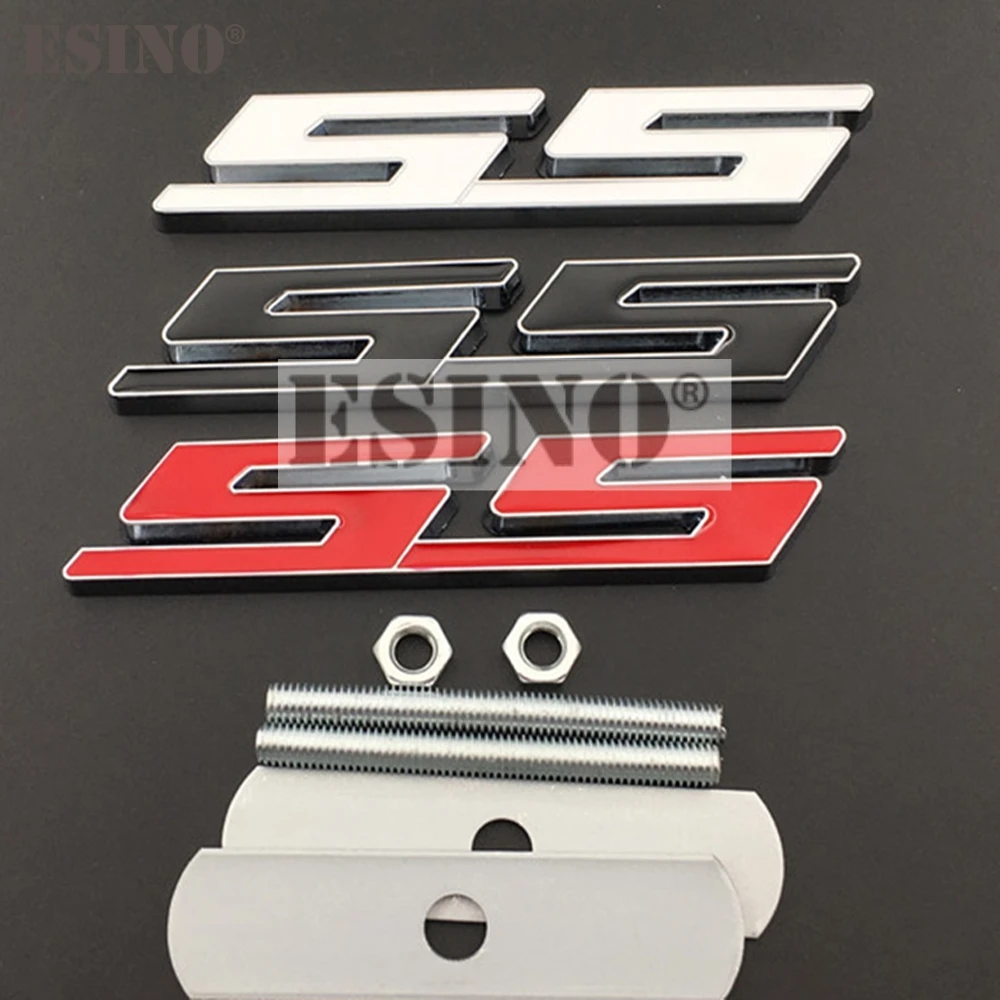 Car Styling 3D Metal Chrome Zinc Alloy Emblem Car SS Front Grill Badge Sticker Decal Auto Accessory for Chevrolet SS Camaro SS