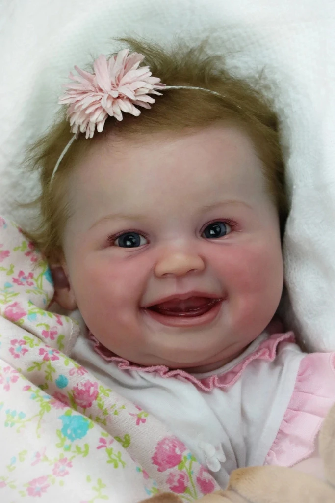 NPK 22 Inch DIY Reborn Doll Kit Smiling Face Juliana by Ping Luo Soft Touch Unpainted Unfinished Doll Parts for Collectors