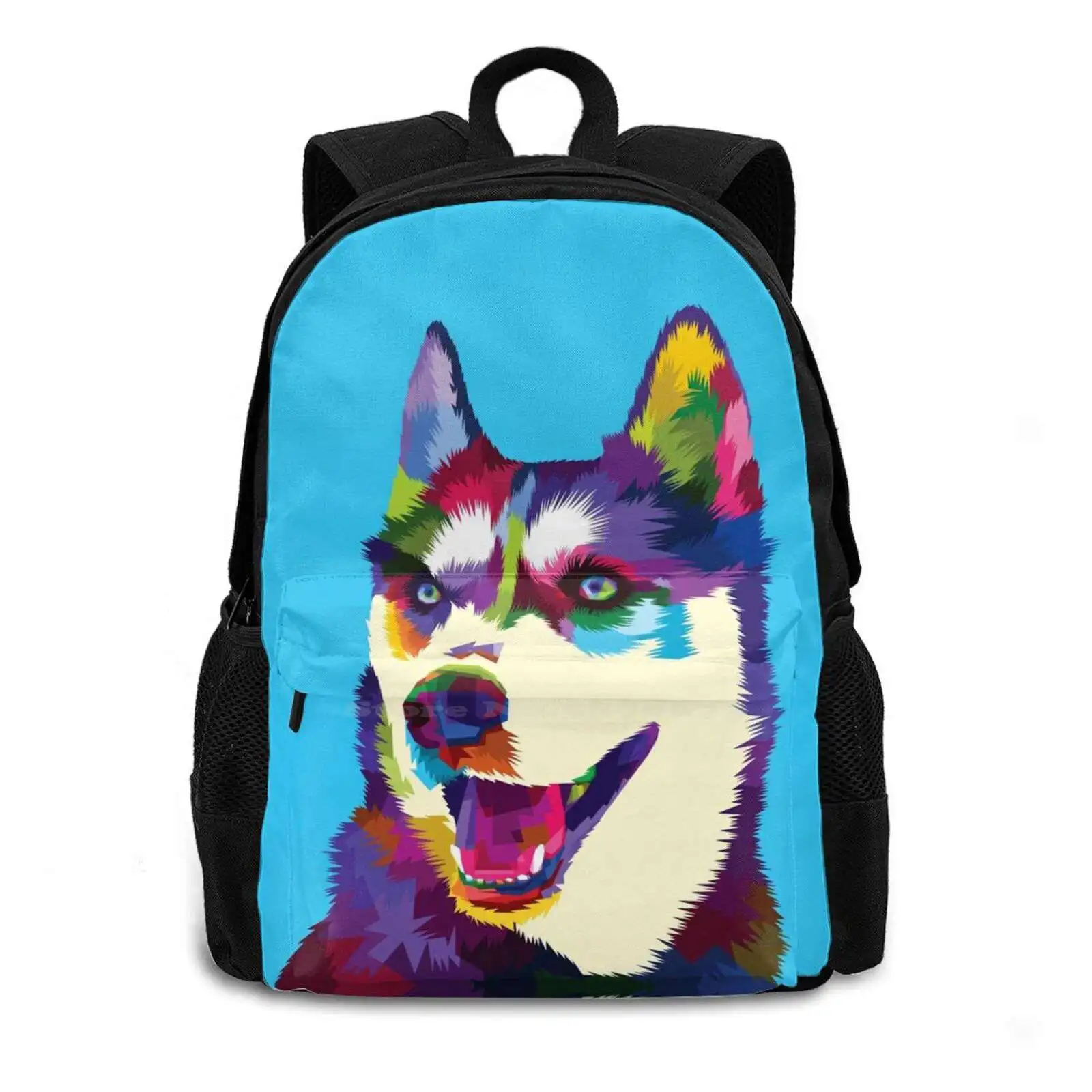 Siberian Husky Pop-Art Breed Dog Pet Animal School Bag Big Capacity Backpack Laptop Dog Lover Animals Rights Dog Owner Siberian