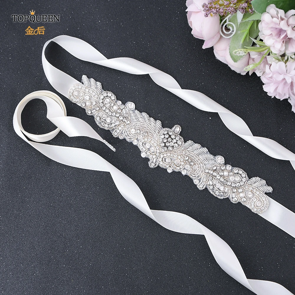 

TOPQUEEN Royal Medal Craft Bridal Belt For Wedding Dress Handmade Rhinestone Crystal Sash Women'S Evening Gown Girdles S375-S