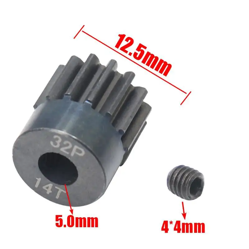 AJRC 32P M0.8 5mm 13T 14T 15T 16T 17T 18T 19T 20T 21T Zwart staal metalen Rondsel Motor Gear Voor 1/10 slash TRX4 Rc Model Auto Motor